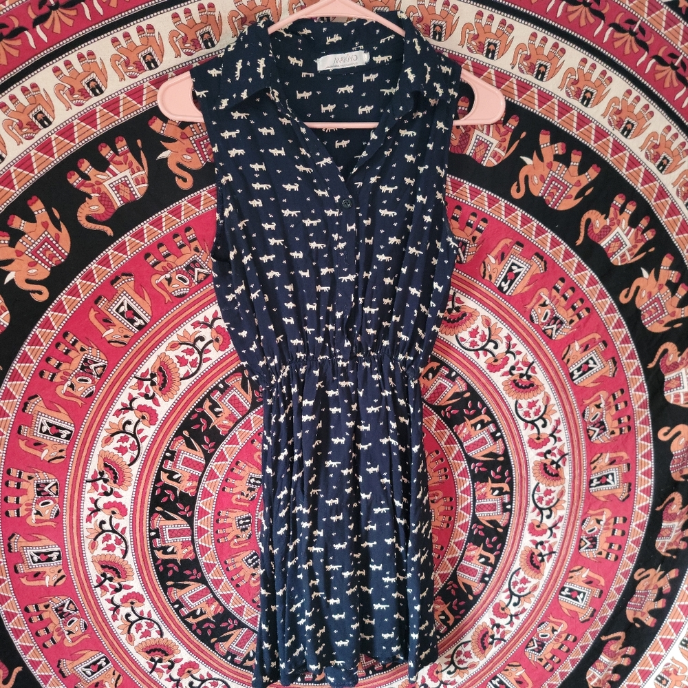 Makiyo Cat Print Mini Skater Dress